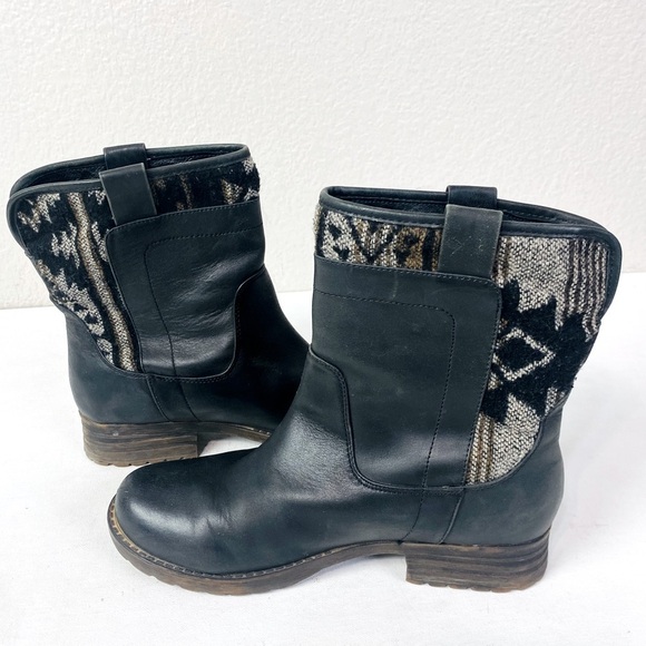 Tara M Taya Black Leather Aztec Western Boots Size 8 - Picture 2 of 7